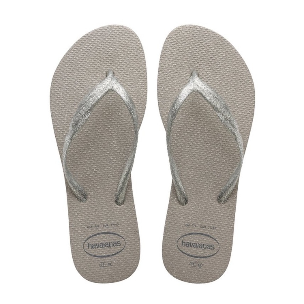 NWT Havaianas Ice Grey Fantasia Gloss Flip-Flop Woman’s Size 11/12